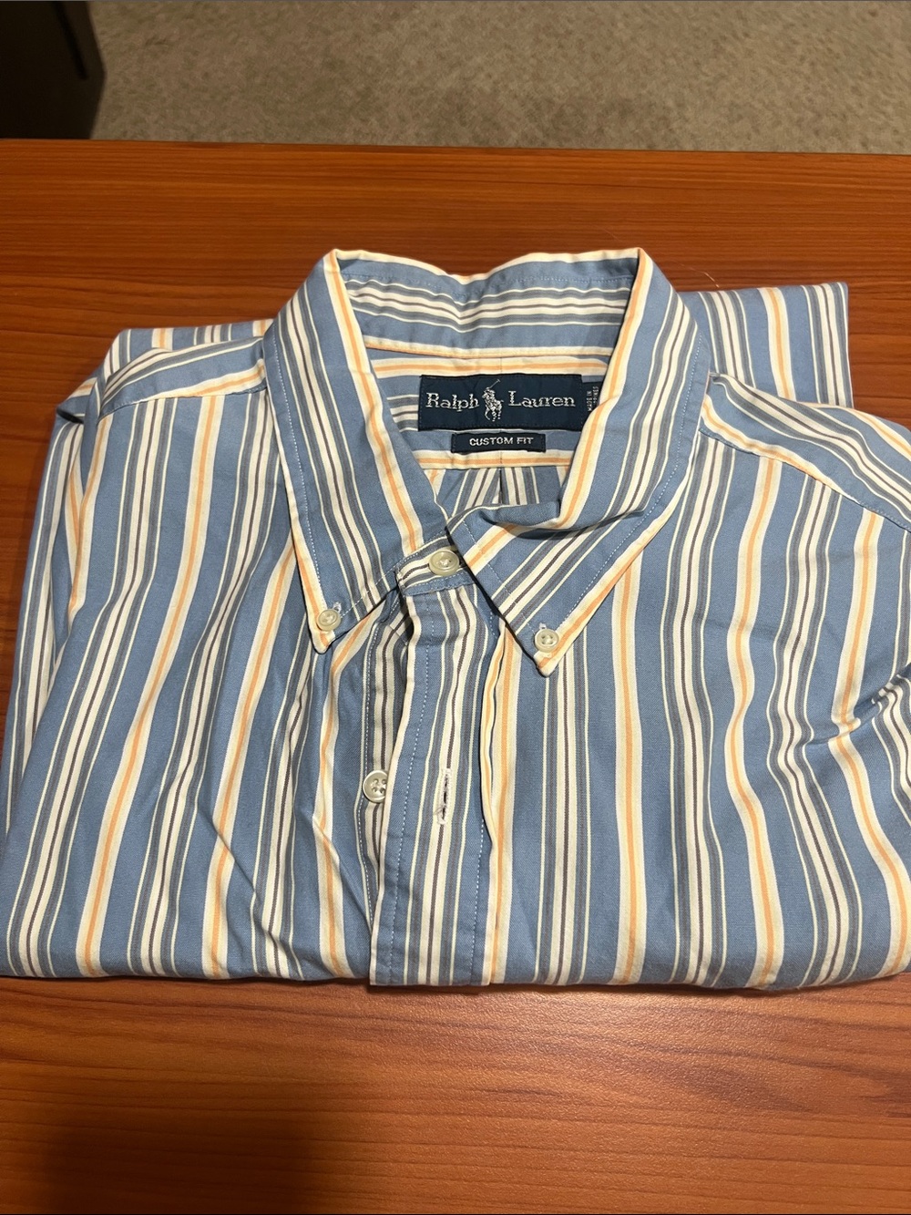 Ralph Lauren Blue, White & Yellow Striped Button-Down Shirt